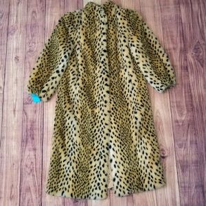 VTG Full length Faux Leopard Fur Coat Size Medium
